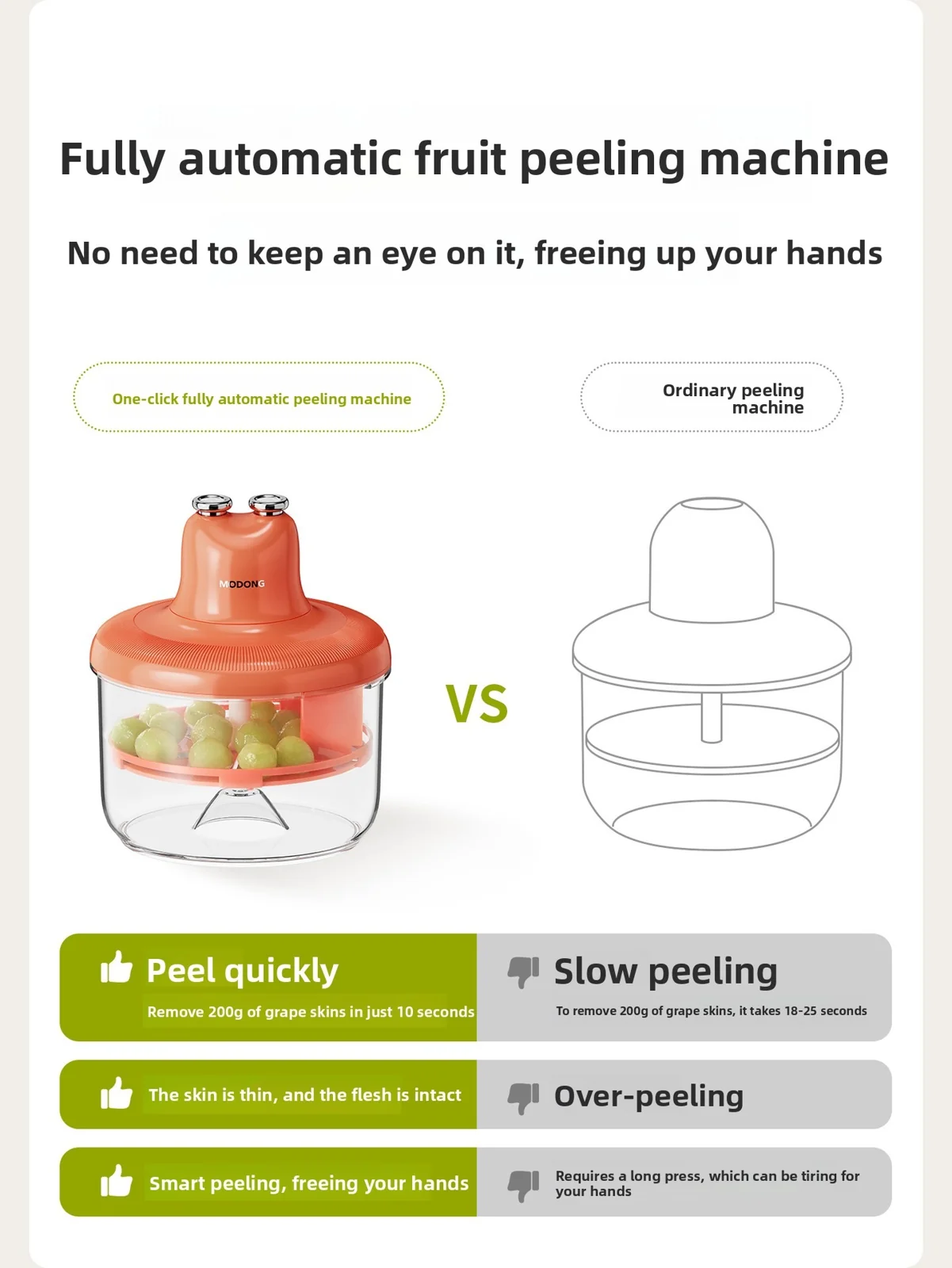 Automatická škrabka na ovoce a odstraňovač slupky česneku