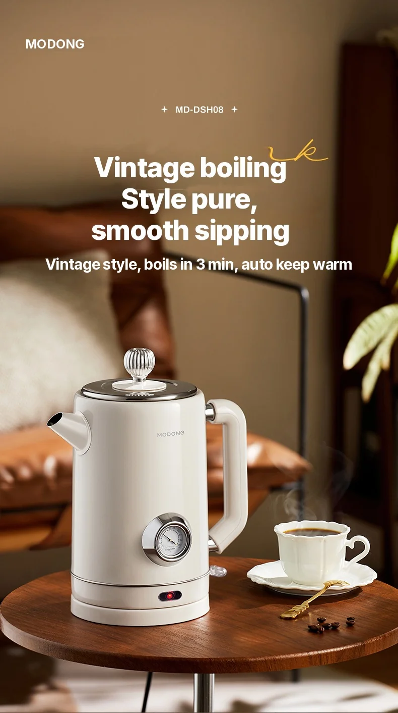 Bollitore elettrico in acciaio inossidabile 304 1.8L mantenimento in caldo 1500W