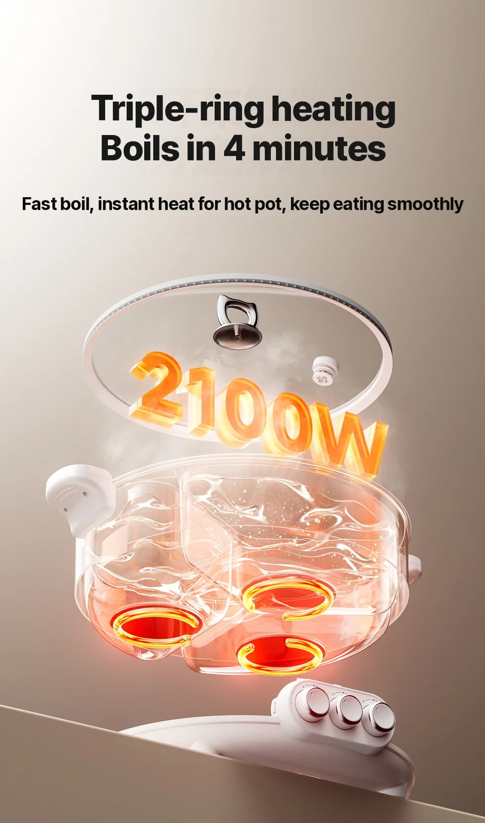 Elektromos hot pot elválasztó betéttel 6L-8L, 220V, 5-6 fő