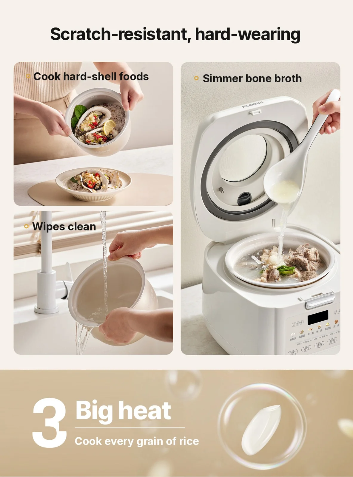 2L Electric Rice Cooker With Low-Sugar Cooking and Keep Warm