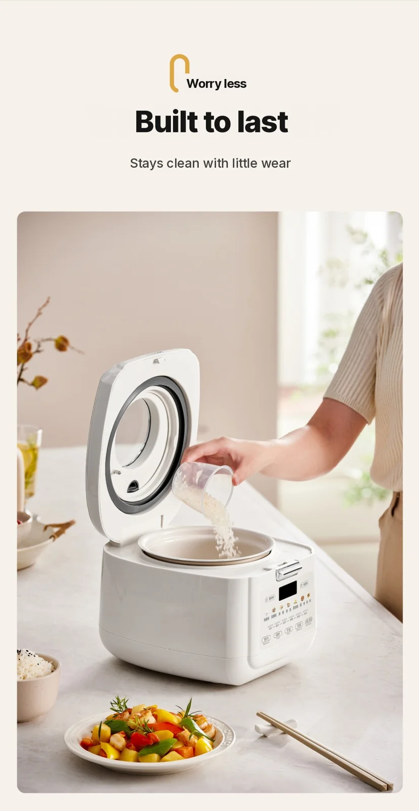 2L Electric Rice Cooker With Low-Sugar Cooking and Keep Warm