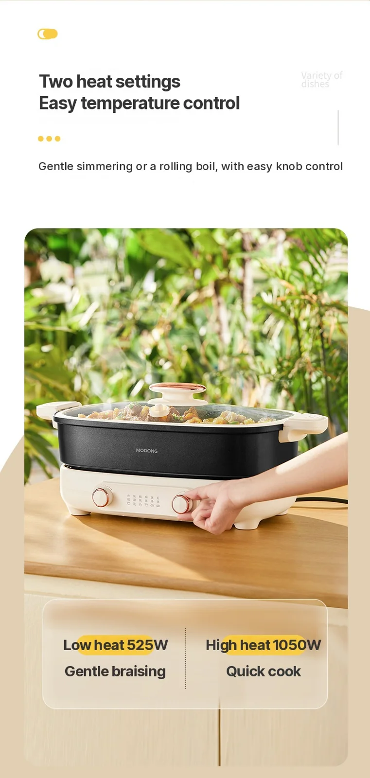 Delený elektrický hot pot 7L s nezávislou reguláciou teploty v dvoch zónach