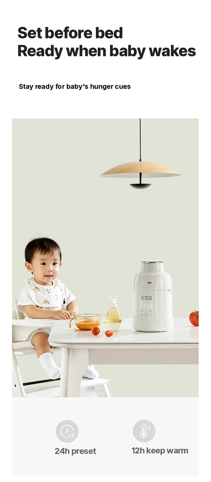 Grijaći blender za dječju hranu s kuhanjem na pari i mljevenjem