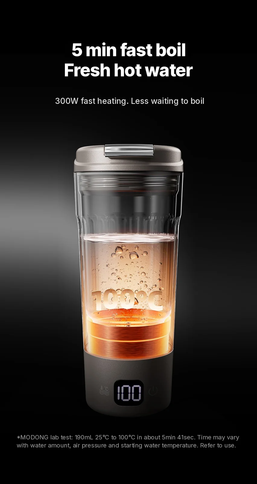 Titanium elektrische reisbeker 400ml met temperatuurdisplay