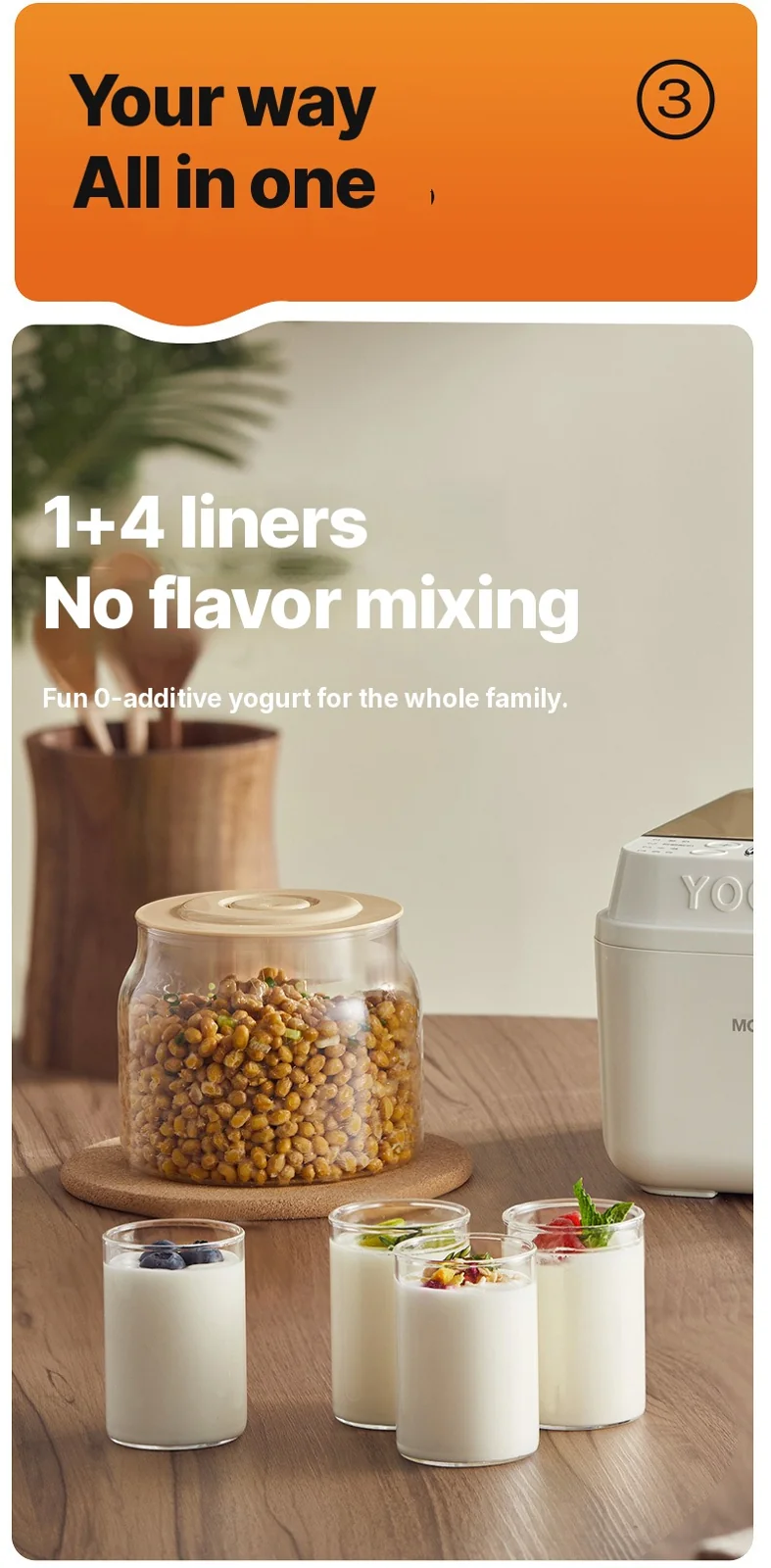 Iogurteira e Fermentadora Automática, 500-1000ml, 220V