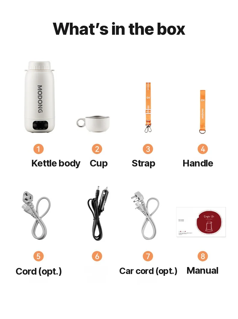 Hervidor Eléctrico de Viaje Portátil 1L Acero Inoxidable 304 o 316