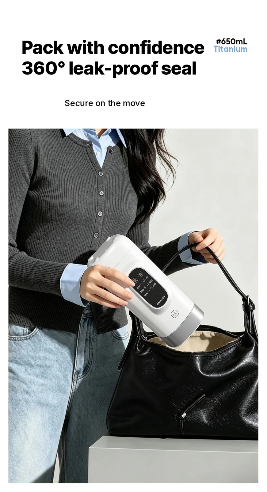 Titāna elektriskā ceļojumu ūdens sildkrūze, 650ml, 220V