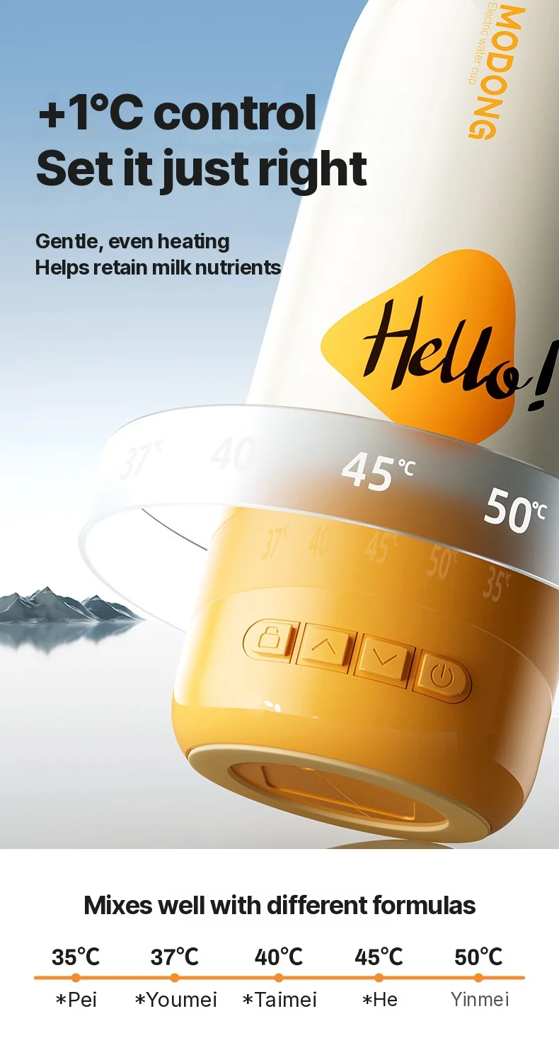 Tazza riscaldante portatile per latte in polvere per bambini 550ml Ultra, con cavo Bollitura + mantenimento in caldo senza filo