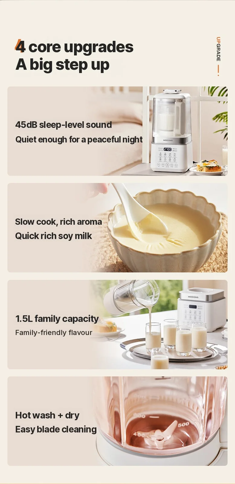 Frullatore riscaldato per zuppa, succo, cibo per bambini, latte di soia