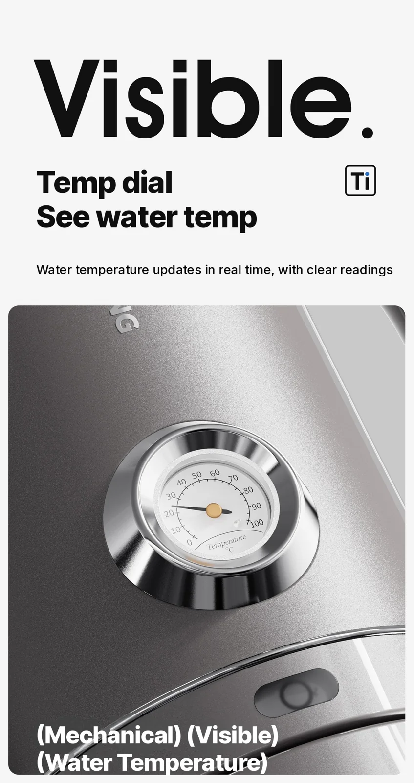Reiner Titan-Wasserkocher 1.8L mit Temperaturanzeige