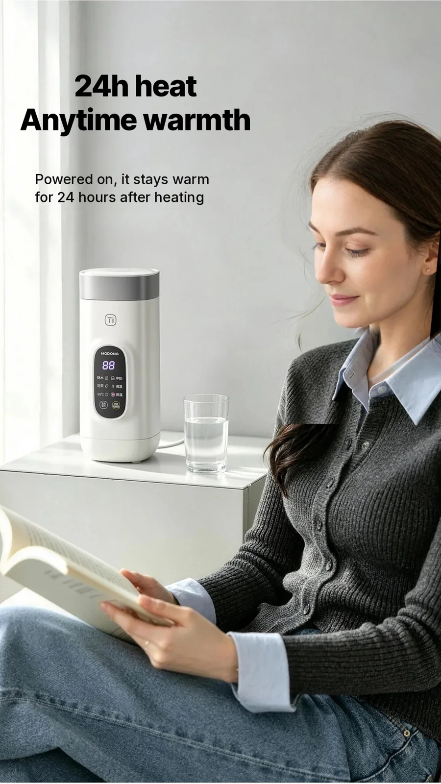 Titāna elektriskā ceļojumu ūdens sildkrūze, 650ml, 220V