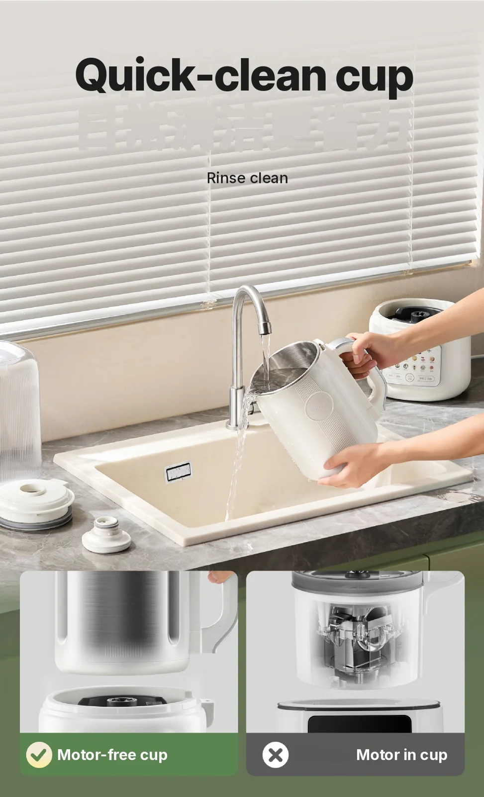 Pengisar Pemanas Pembuat Susu Soya Dengan Pembersihan Sendiri 800W