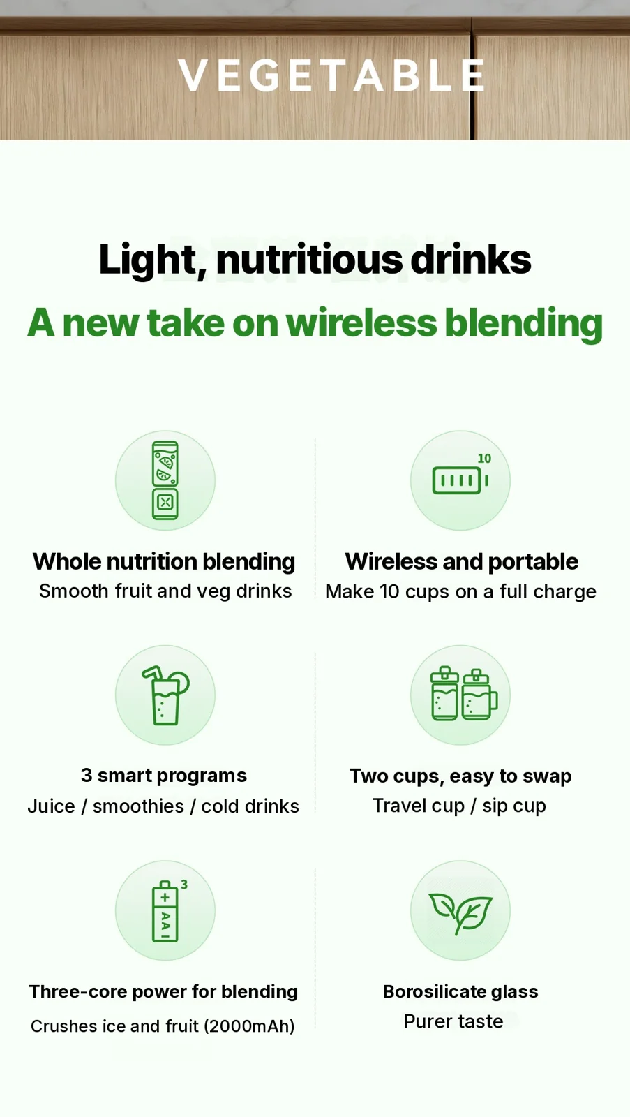 Portable Wireless Blender Cup With Dual Cups and Ice Crushing