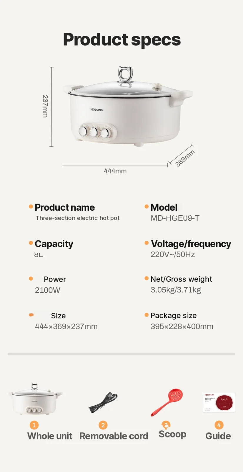 Elektromos hot pot elválasztó betéttel 6L-8L, 220V, 5-6 fő