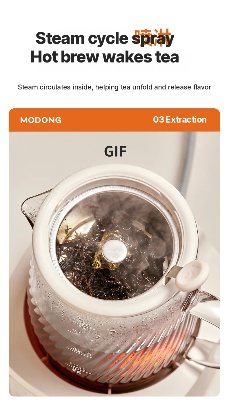 Glas elektrisk health pot med temperaturstyring 1.2L