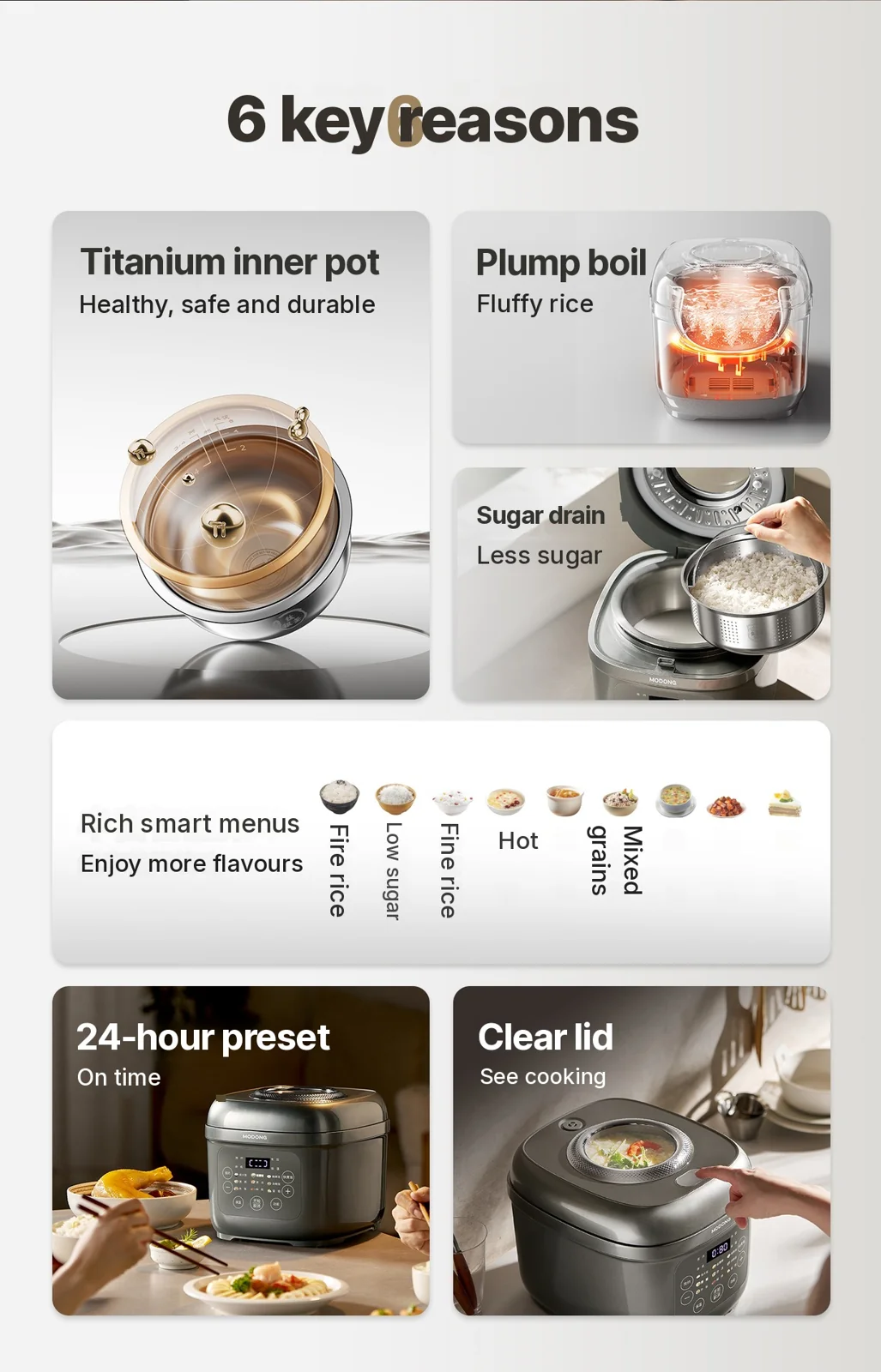 Electric Rice Cooker with Titanium Inner Pot, 2L/3L