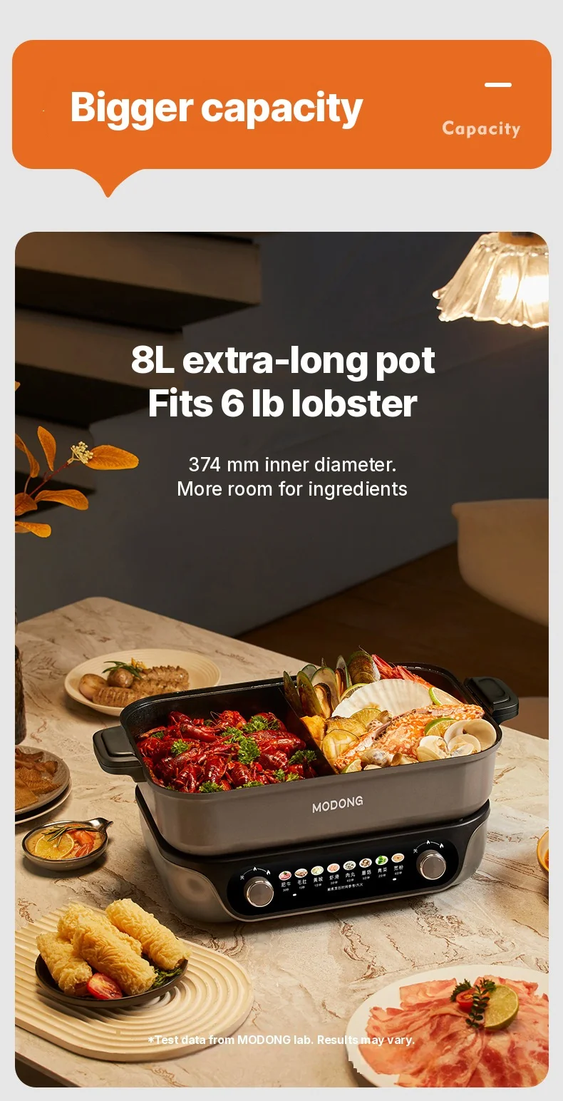 Delený elektrický hot pot s nepriľnavou vložkou, kapacita 8L