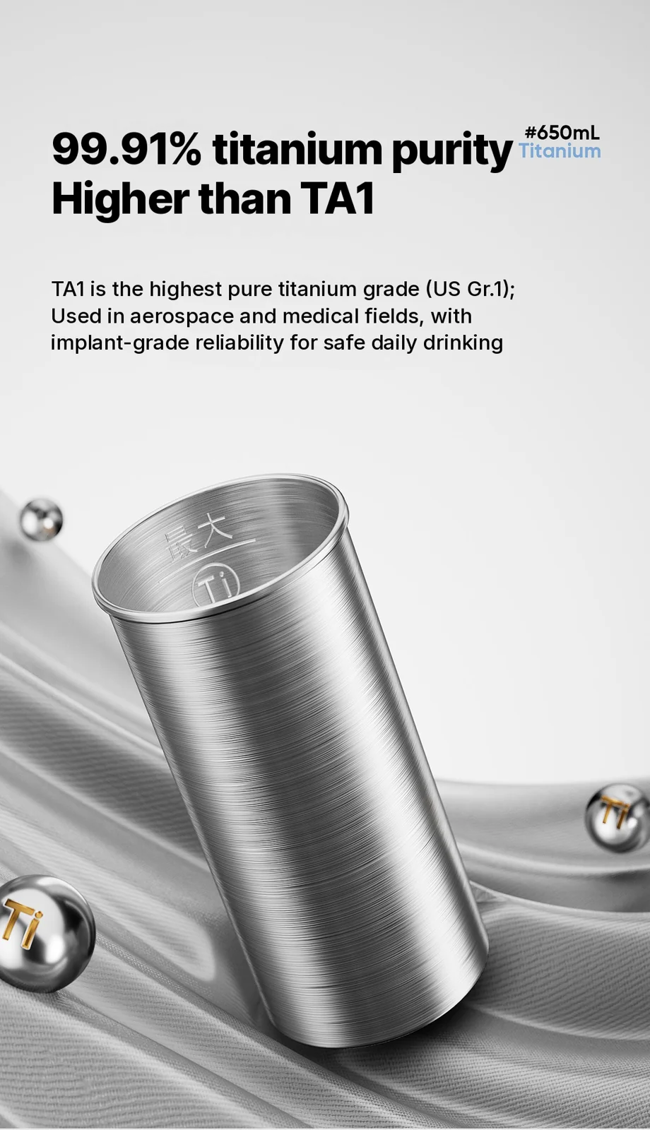 Titāna elektriskā ceļojumu ūdens sildkrūze, 650ml, 220V