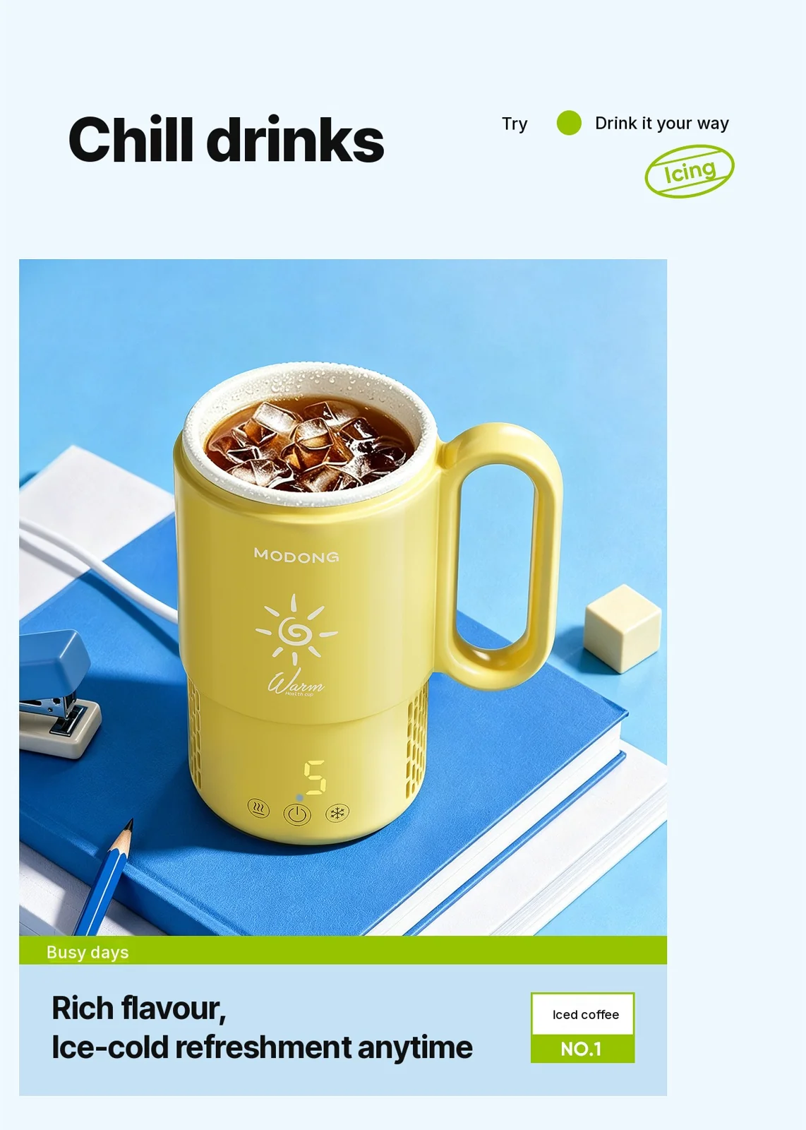 Mini jahutus- ja kuumutustass 450mL 36W puutetundliku juhtimisega
