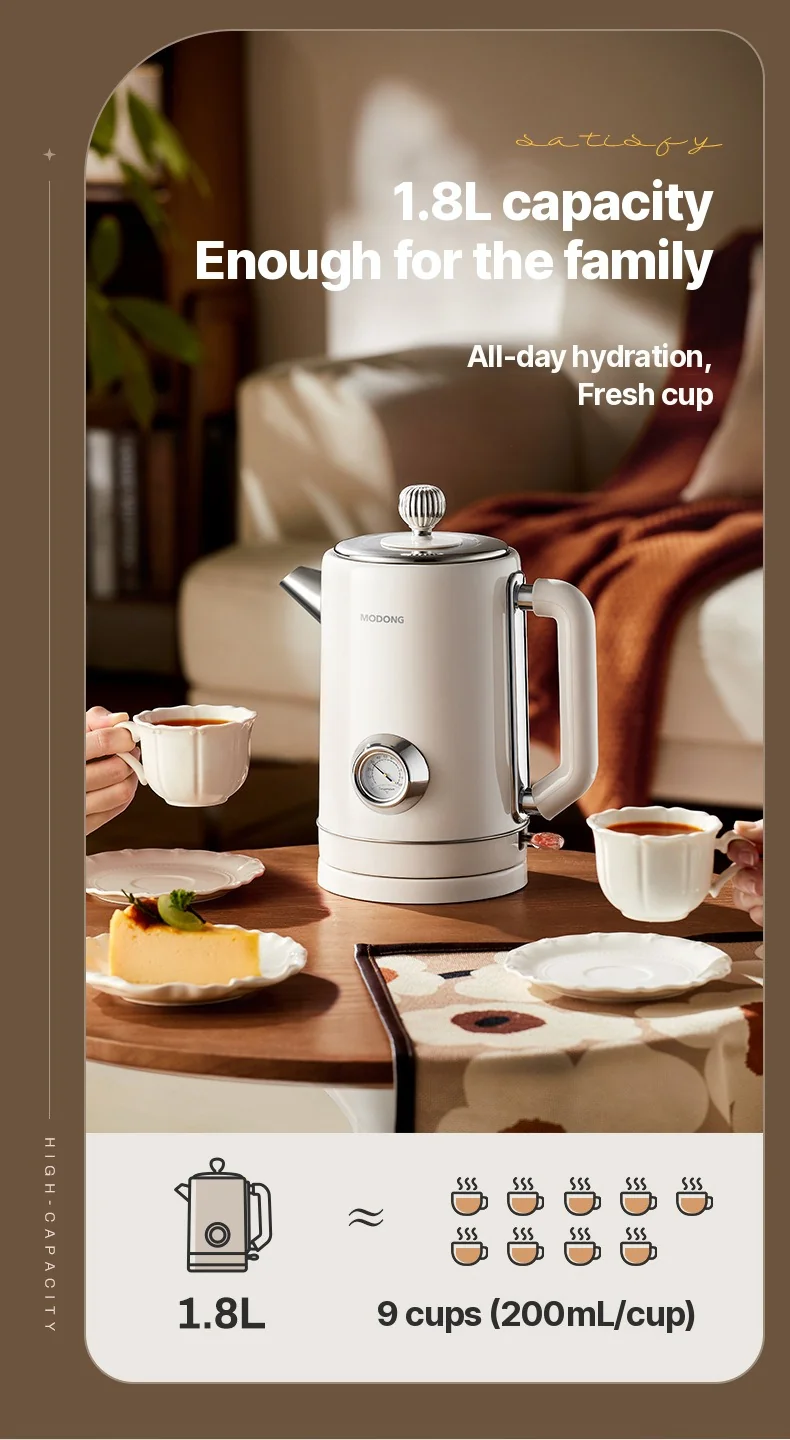 Elektrischer Wasserkocher mit Abschaltautomatik und Warmhaltefunktion