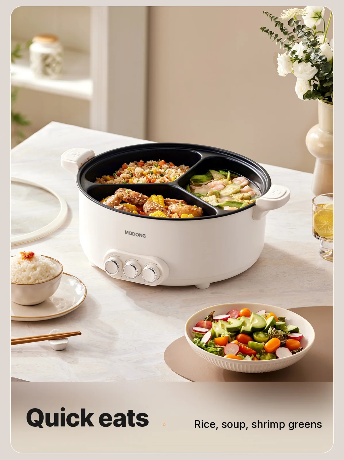 Elektromos hot pot elválasztó betéttel 6L-8L, 220V, 5-6 fő