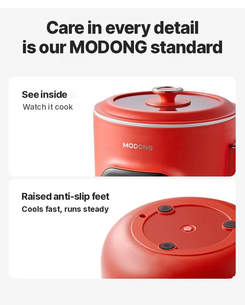 Mini Electric Cooking Pot 2L Nonstick Ceramic Liner with Steamer