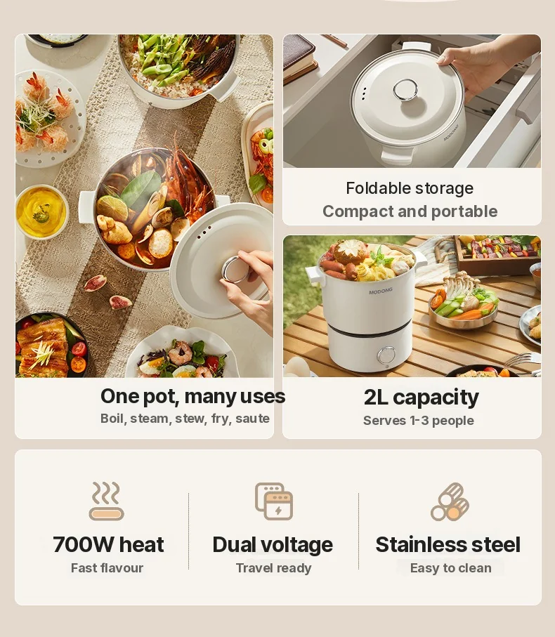 Periuk Memasak Elektrik Lipat Mudah Alih 110V-220V 550W/700W