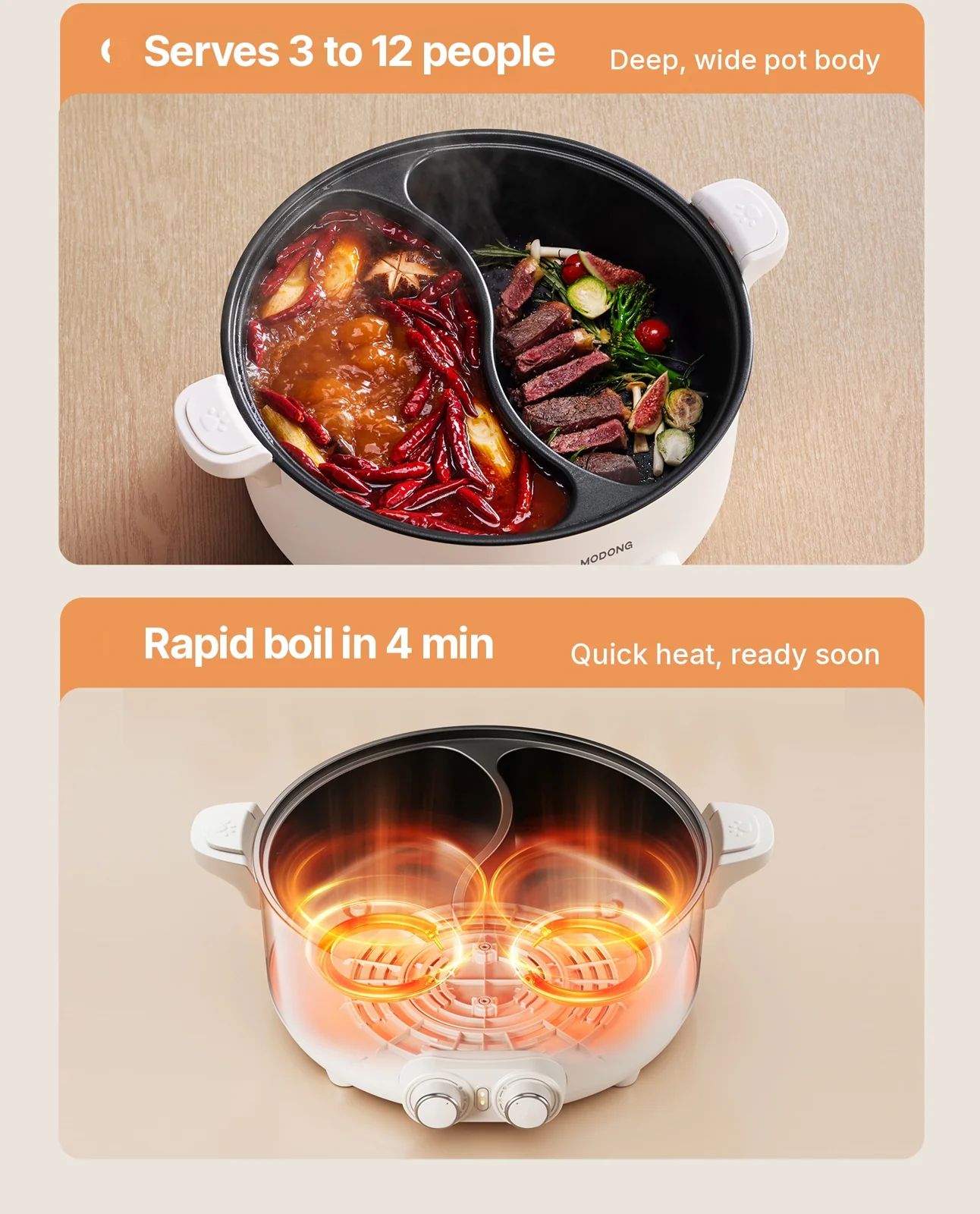 8L Electric Dual-Zone Hot Pot with Adjustable Temperature