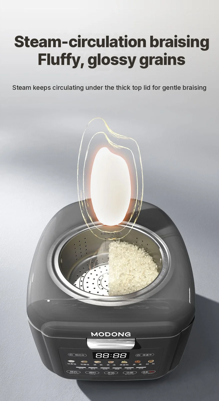 3L Electric Rice Cooker With Keep Warm, Timer And Steaming