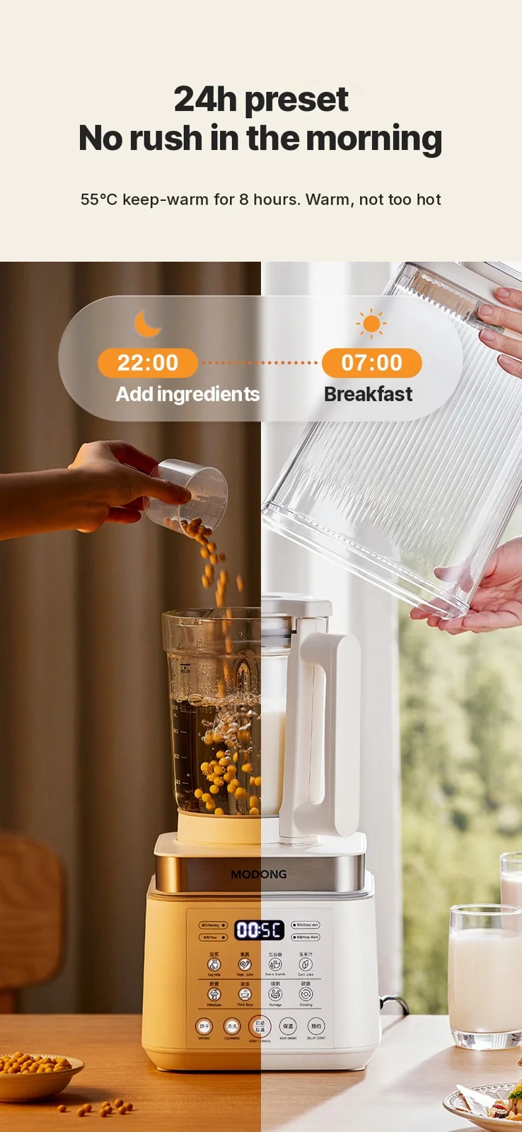 Elektrisk höghastighetsblender och sojamjölksmaskin med värme