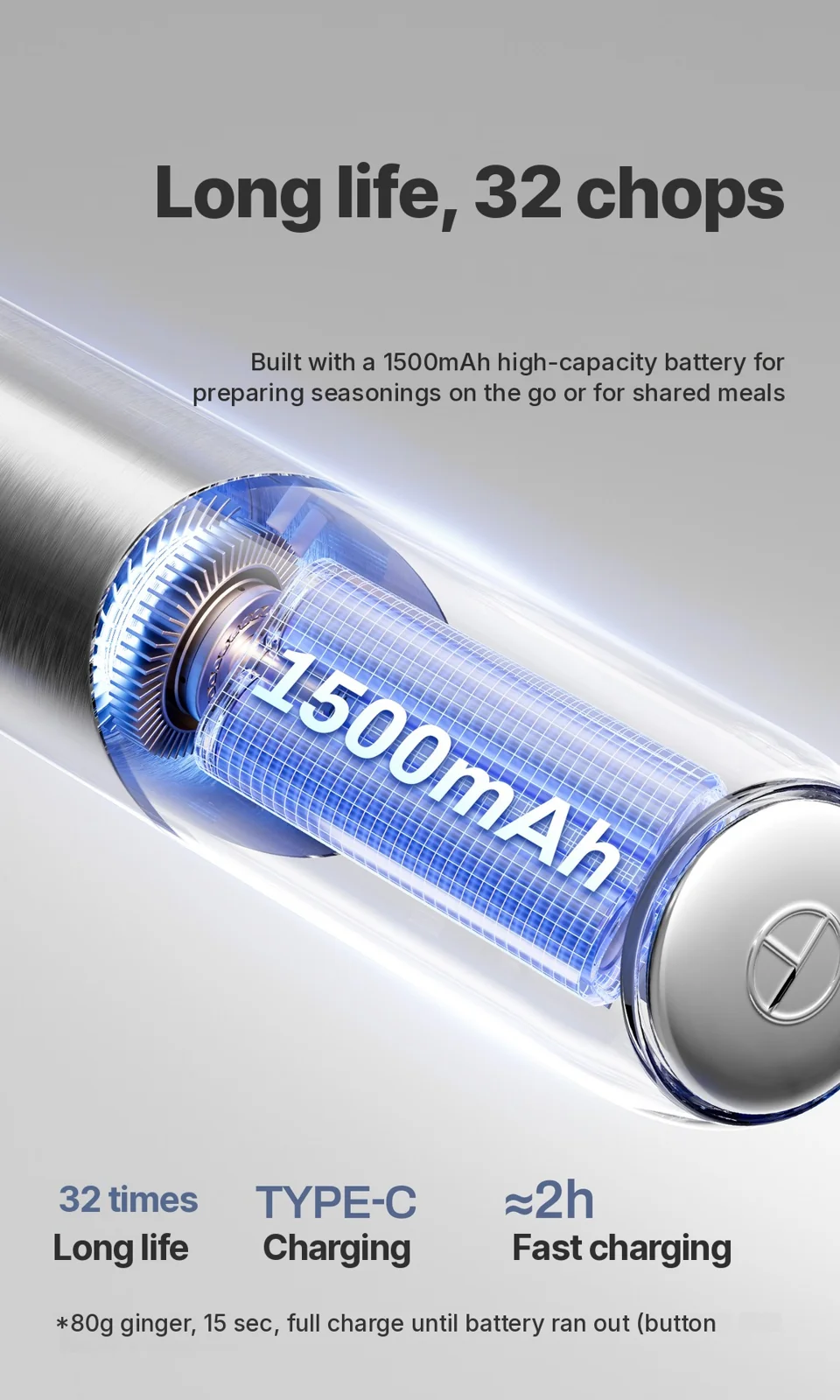 Vezeték nélküli elektromos ételaprító, 100W mini fokhagymaaprító