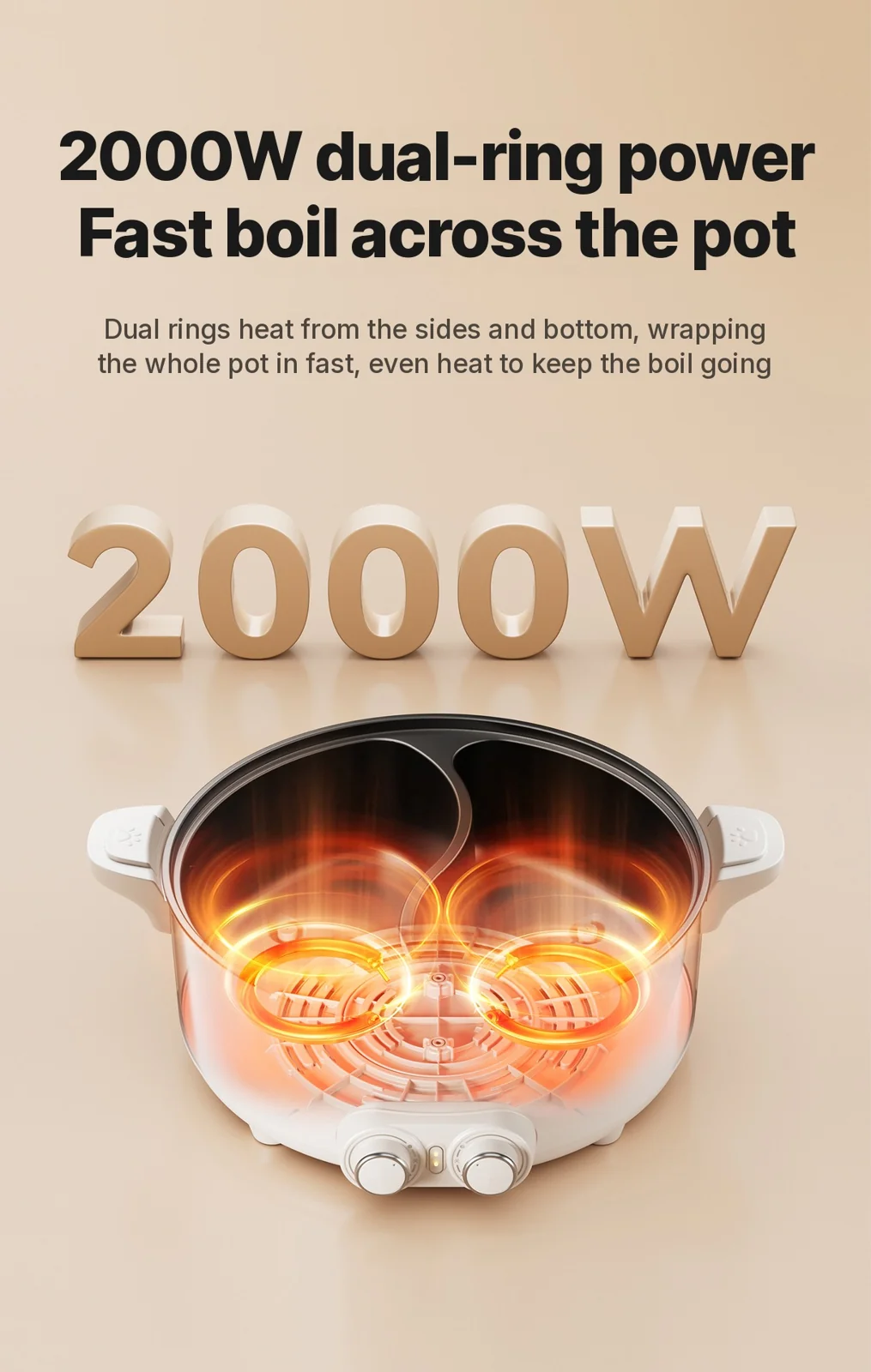 Elektrický dvouzónový hotpot 8L s nastavitelnou teplotou