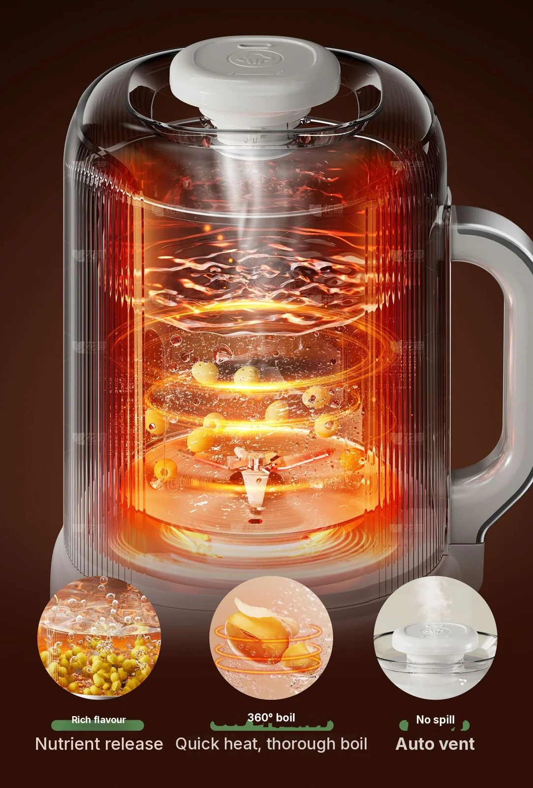Pengisar Pemanas Pembuat Susu Soya Dengan Pembersihan Sendiri 800W