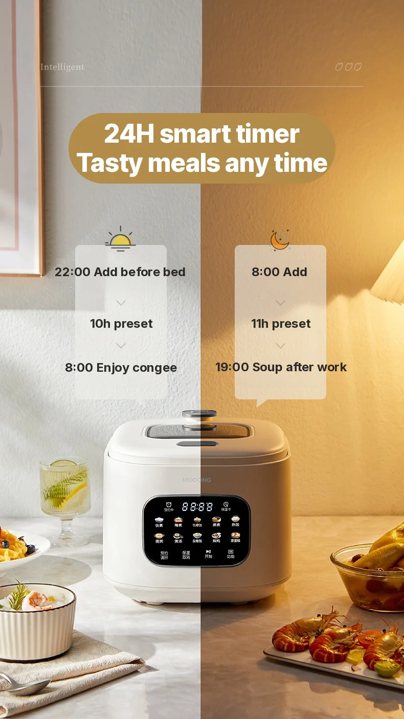 3L Electric Rice Cooker With Glass Window and Timer