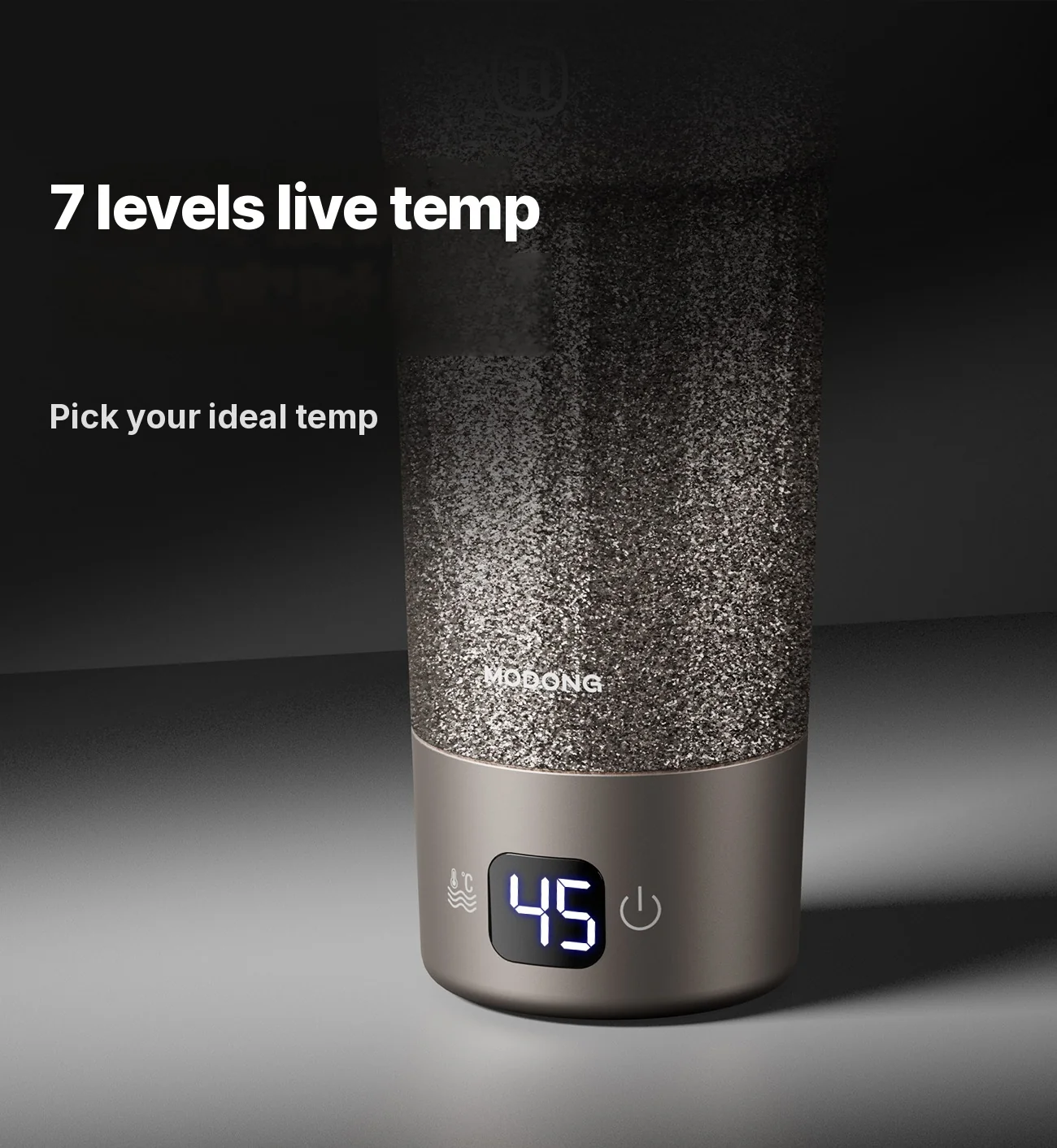 Titanium elektrische reisbeker 400ml met temperatuurdisplay