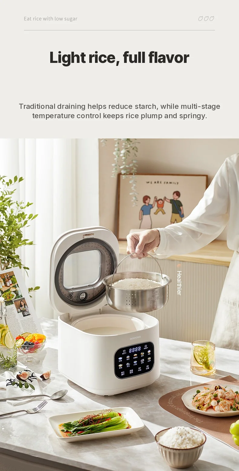 3L Electric Rice Cooker With Glass Window and Timer