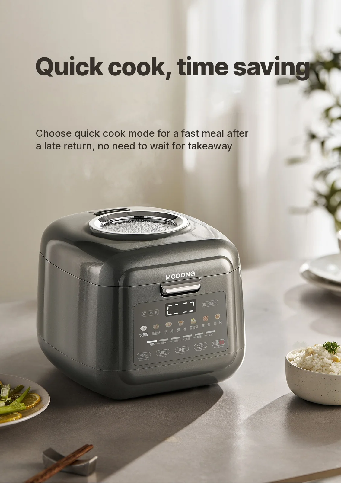 3L Electric Rice Cooker With Keep Warm, Timer And Steaming