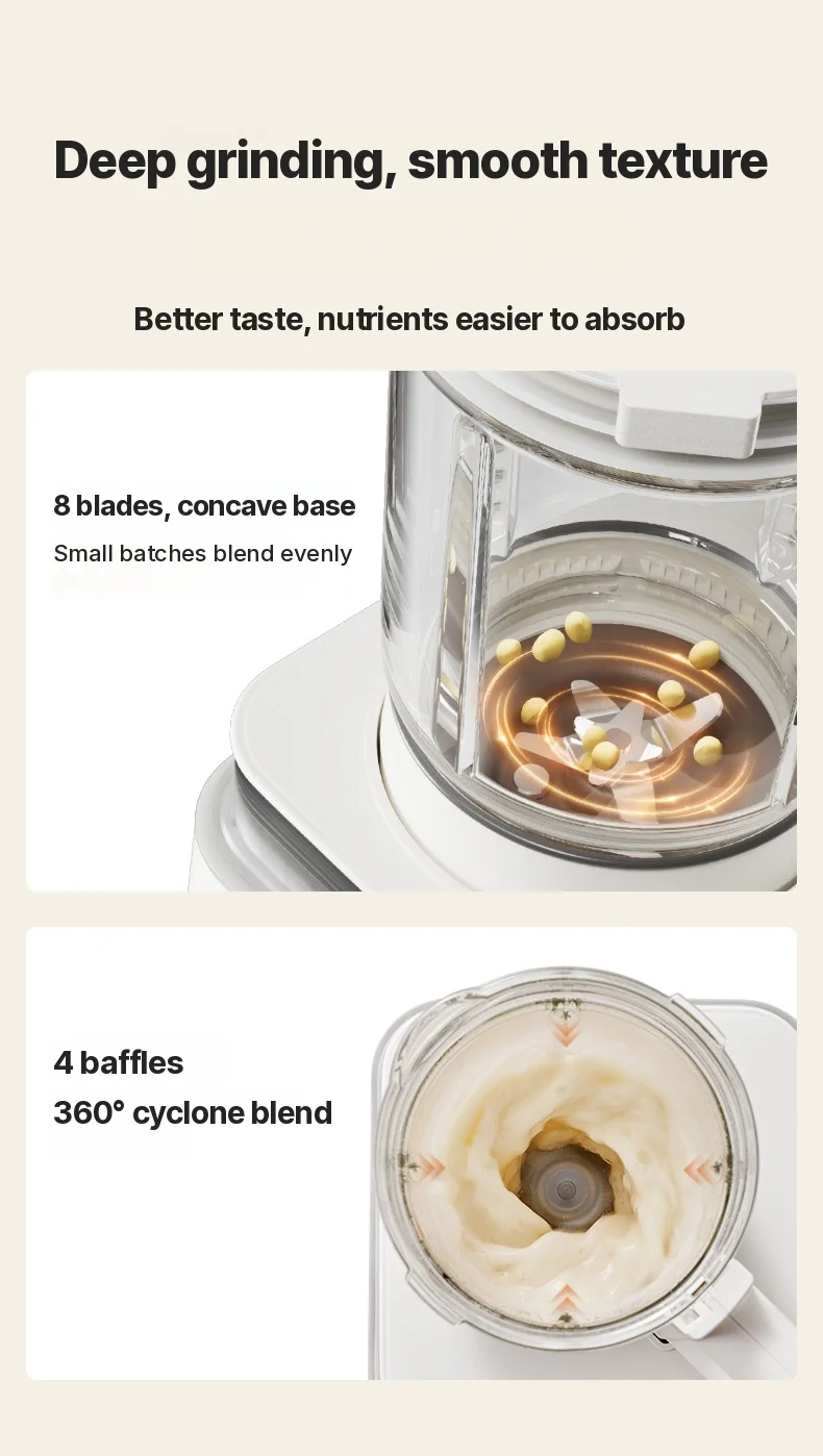 Elektrisk höghastighetsblender och sojamjölksmaskin med värme