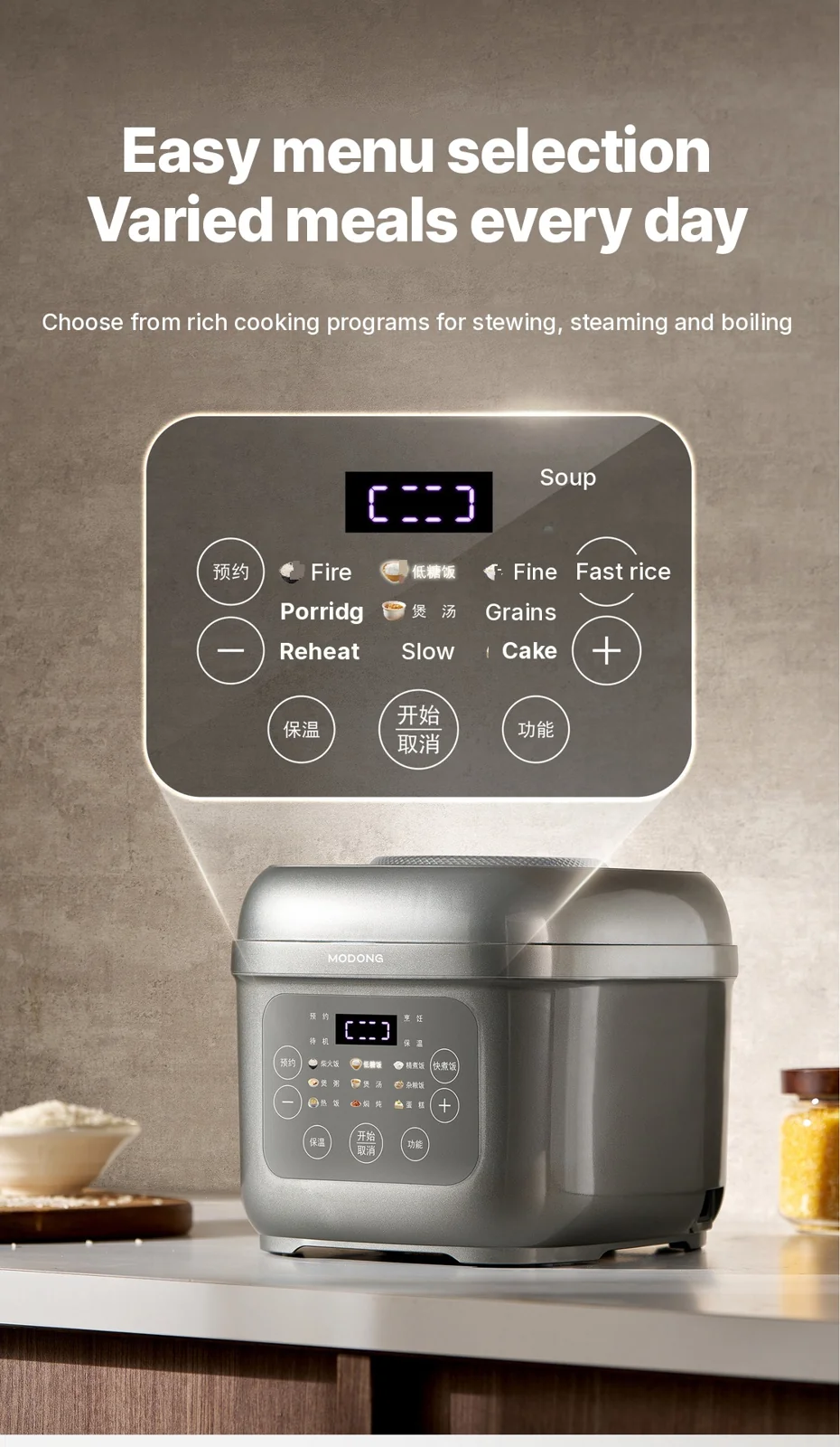 Electric Rice Cooker with Titanium Inner Pot, 2L/3L