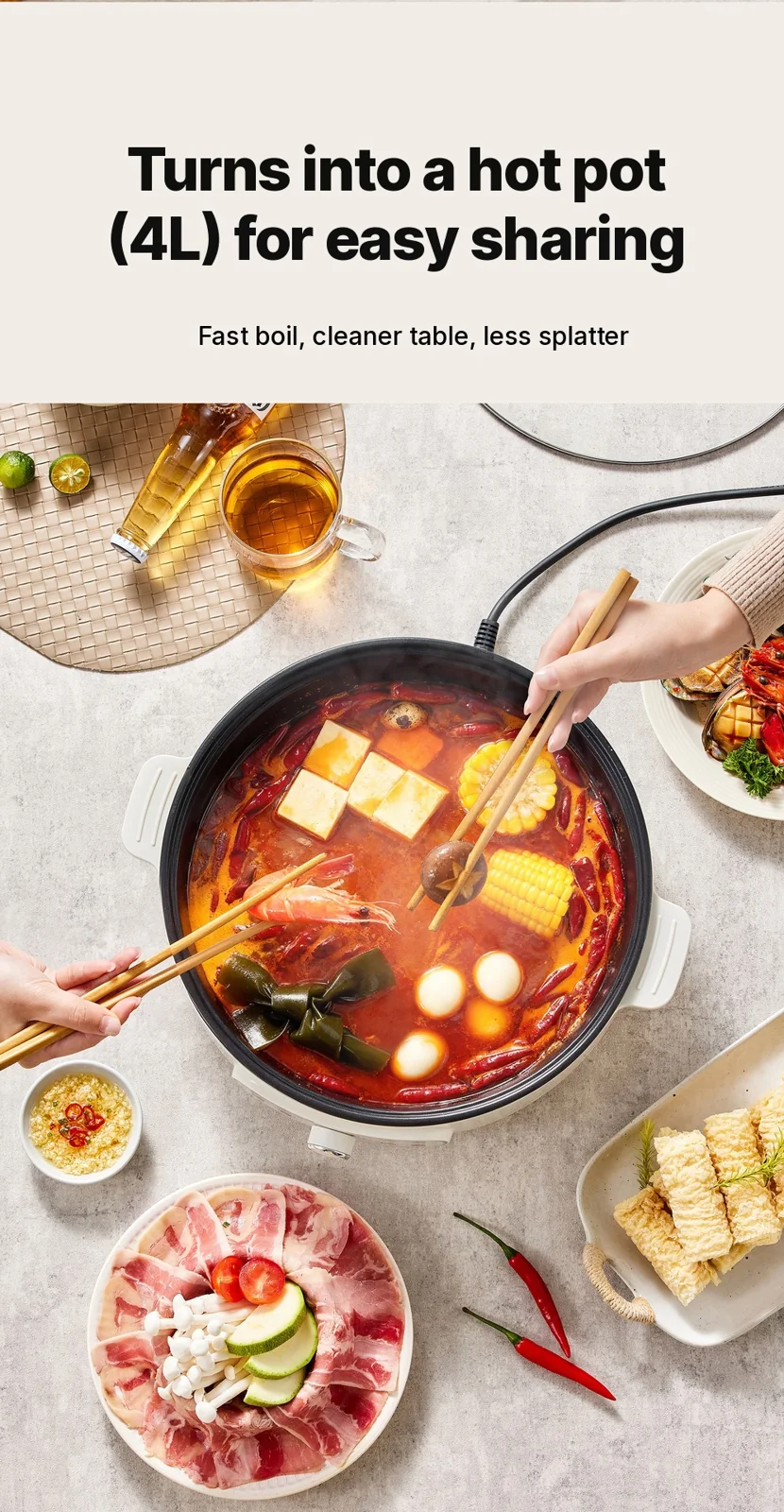 Sähköinen kaksipuolinen kuumennettava grilli 4L, tarttumaton, 1800W