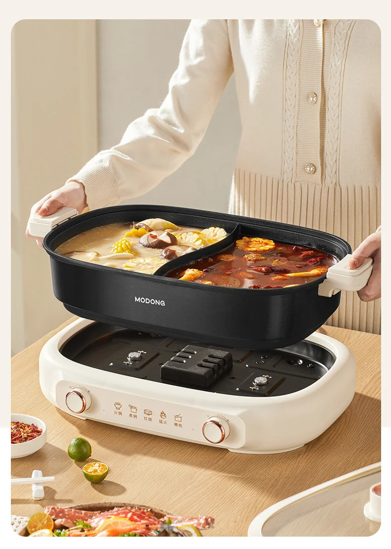 Panela Elétrica Dividida 7L com Controle Duplo de Temperatura