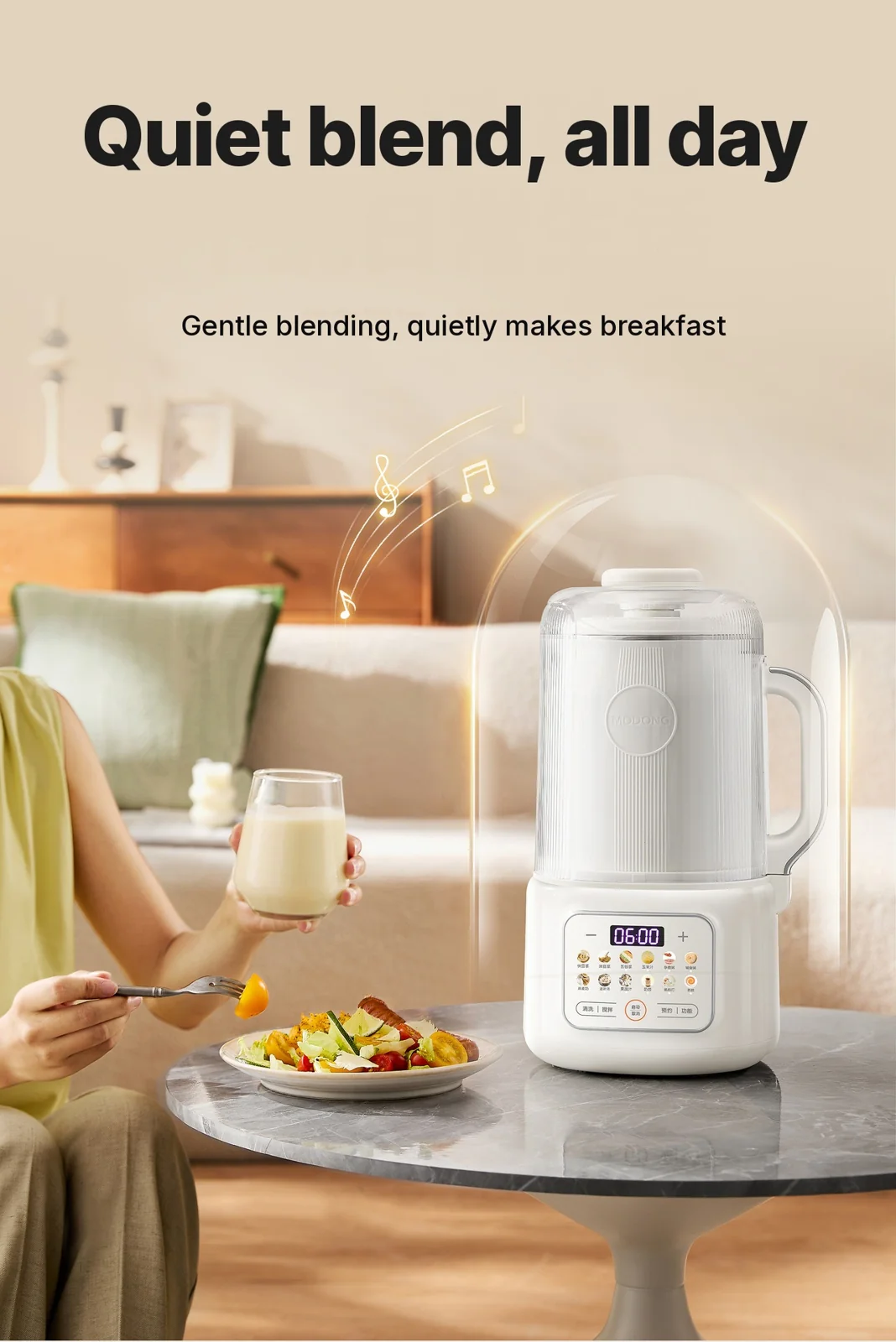 Pengisar Pemanas Pembuat Susu Soya Dengan Pembersihan Sendiri 800W