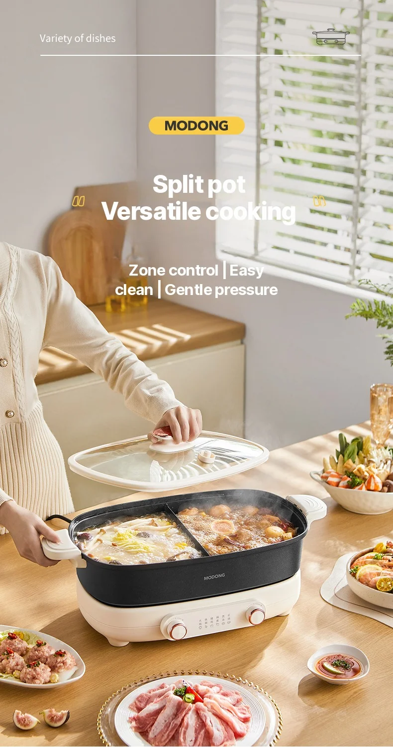 Razdijeljeni električni hot pot 7L s neovisnom kontrolom temperature u dvije zone