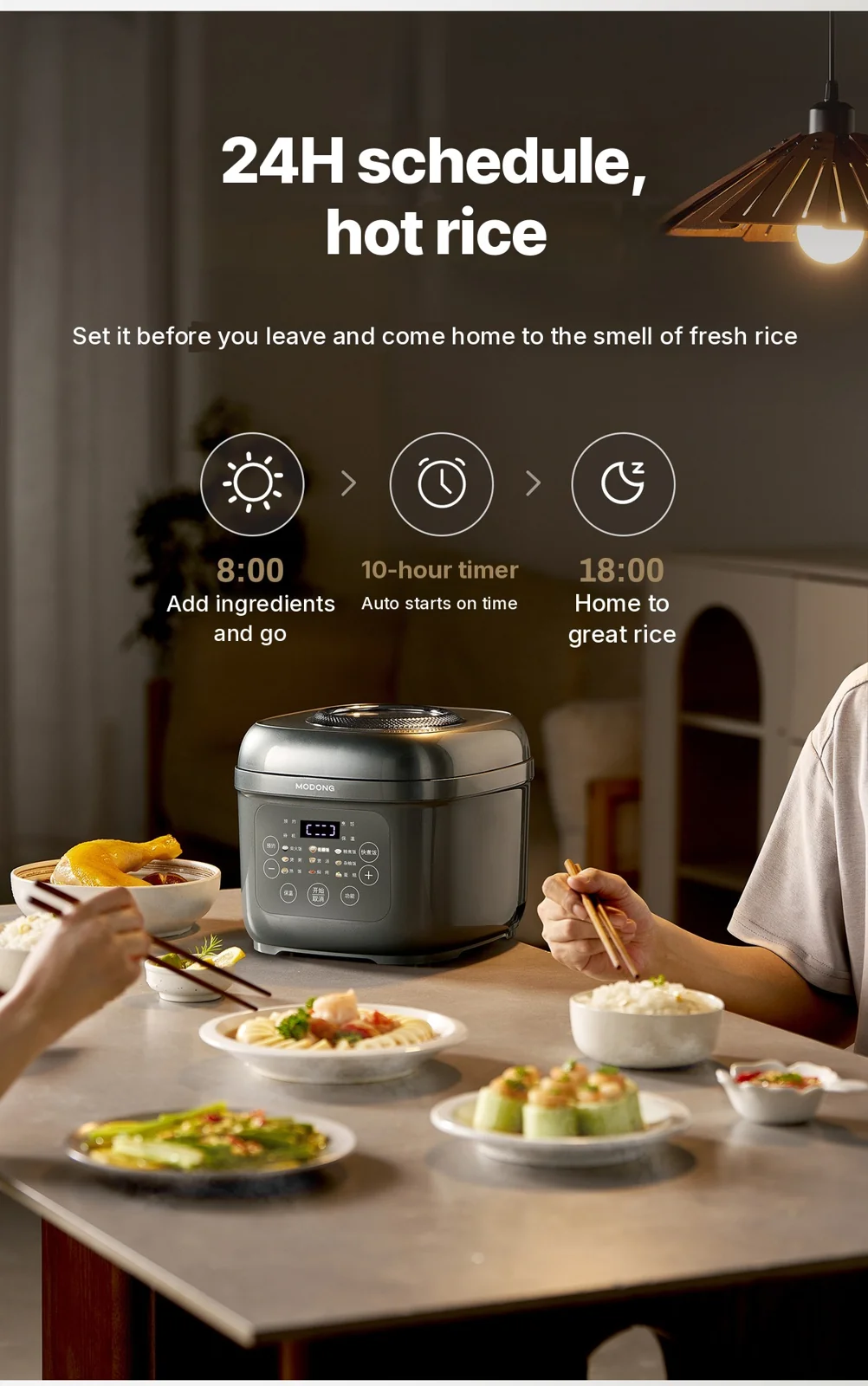 Electric Rice Cooker with Titanium Inner Pot, 2L/3L