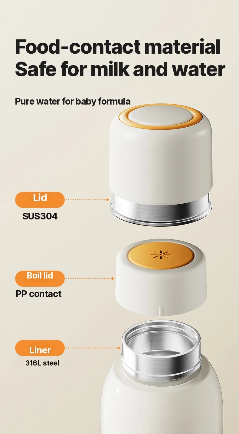 Tazza riscaldante portatile per latte in polvere per bambini 550ml Ultra, con cavo Bollitura + mantenimento in caldo senza filo