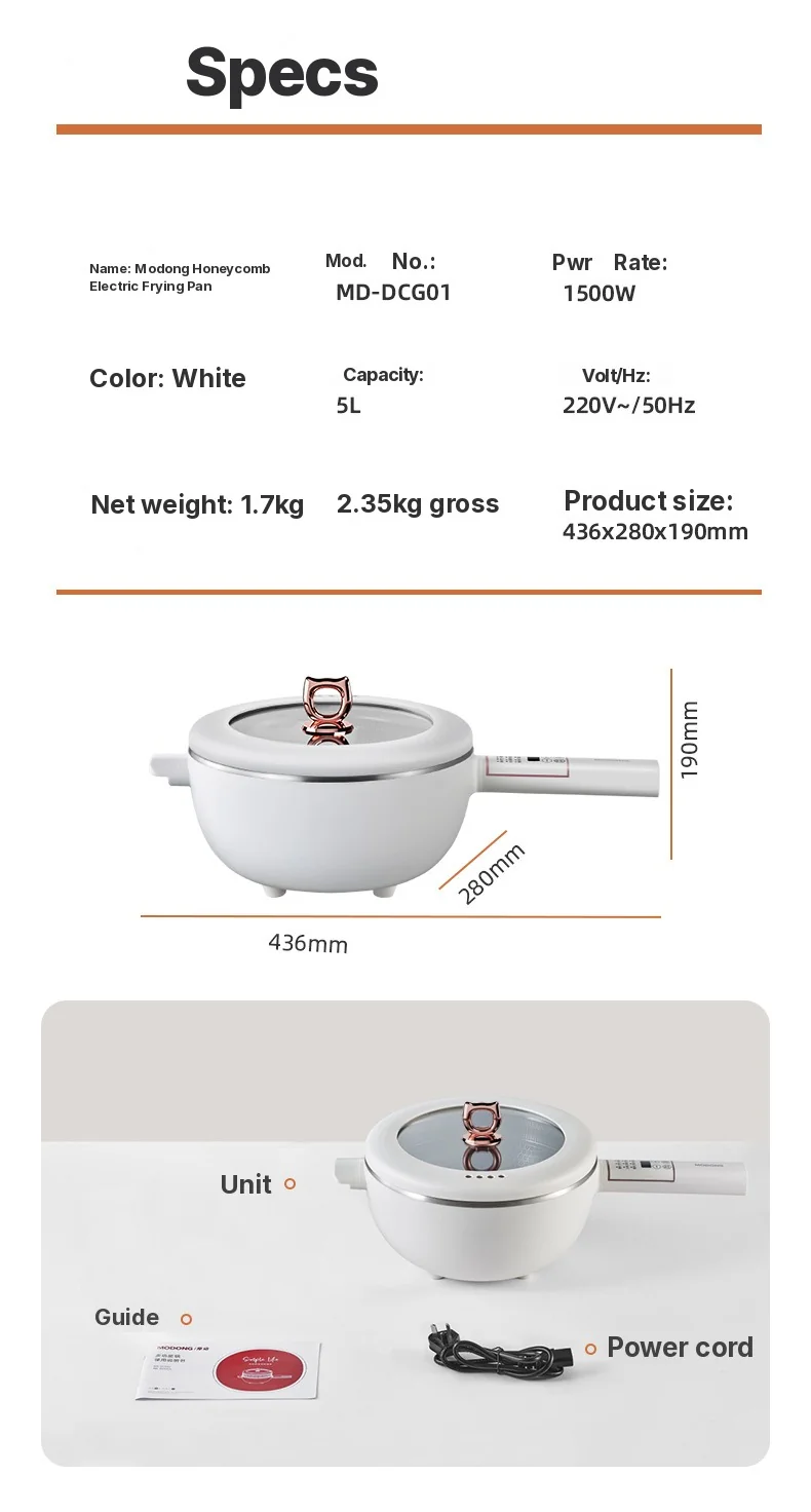 Pentola Multifunzione Elettrica con Cesto Vapore 5L 220V