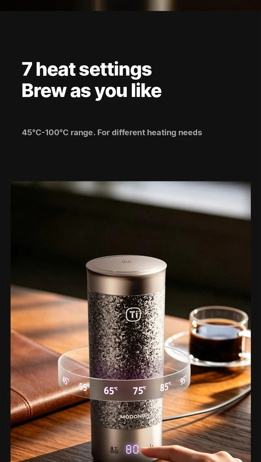 Tragbarer elektrischer Heizbecher aus Titan 350ml Geschenkbox