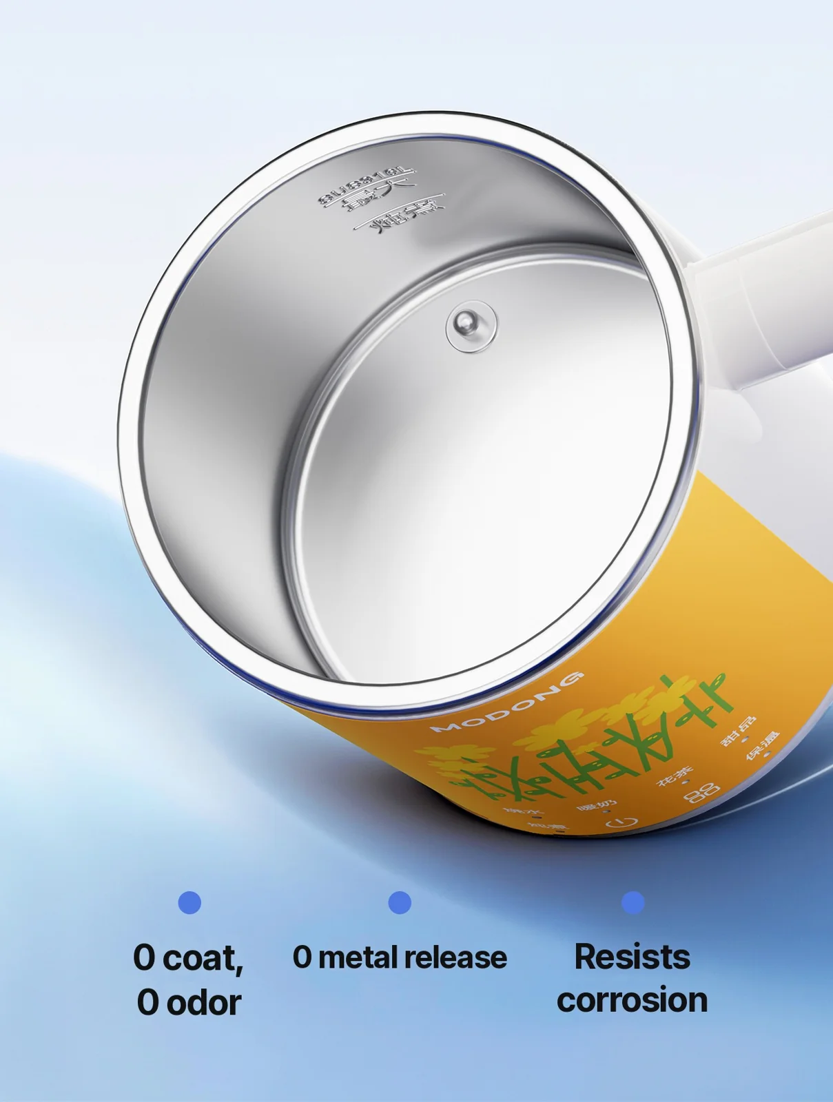 Tasse chauffante électrique avec revêtement intérieur en acier inoxydable 304 ou 316L