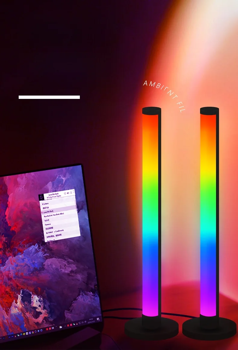 RGB LED stolní lampa reagující na zvuk s ovládáním přes aplikaci