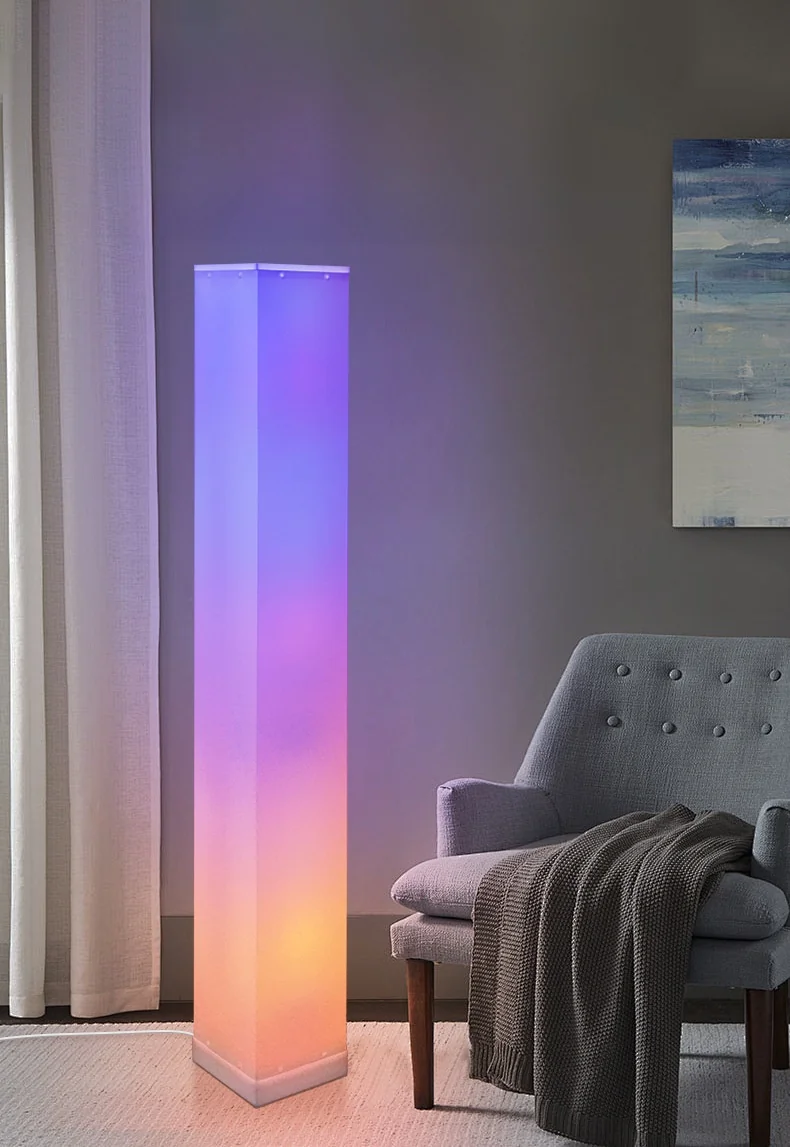 Luminária de Piso Quadrada com Controle Remoto e Luz LED Ambiente para Sala